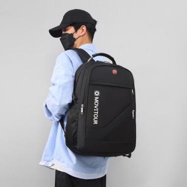 Imagem de Mochila Unissex Notebook com Cadeado, Entrada para USB/ Fone de ouvido