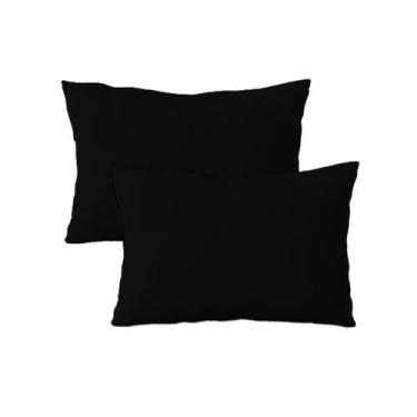 Imagem de Kit 2 Fronhas 50cm x 70cm Lisa Malha 100% Algodão Preta Arrumadinho En