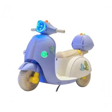 Imagem de Moto Elétrica Infantil Baby Dino com Luzes LED Coloridas e Áudio USB AUX Azul Unitoys