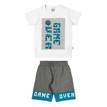 Imagem de Conjunto Infantil Menino Camiseta Bermuda Game Over Elian