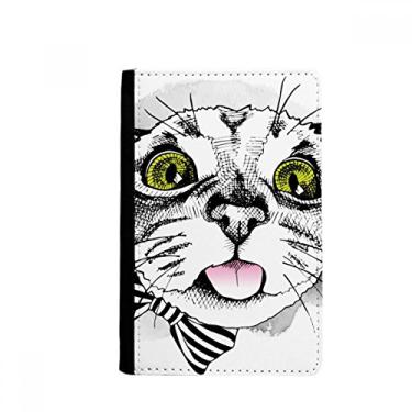 Imagem de Bolsa para cartão com estampa de gato branco para amantes de animais de estimação, porta-passaporte Notecase Burse da Tougue Bow