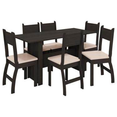 Imagem de Mesa De Jantar Com 6 Cadeiras Milano Amendoa Savana Poliman Móveis