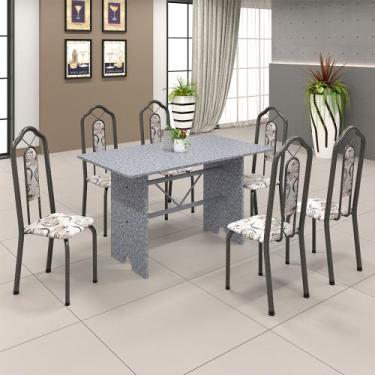 Imagem de Conjunto Sala De Jantar Mesa 070 Com Granito E 6 Cadeiras Bianca Arabe