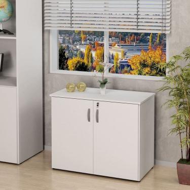 Imagem de Armário Para Escritório Multiuso Baixo Fechado 2 Portas 80cm Branco
