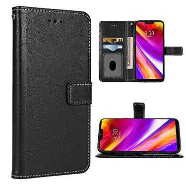 Imagem de FDCWTSH Compatível com LG G7 ThinQ Capa carteira alça de pulso cordão couro flip capa porta-cartões capas de celular para LGG7 One G 7 Plus LG7 Fit LG7ThinQ 7G Thin Q G7+ G7thinq LGG7thinq Preto