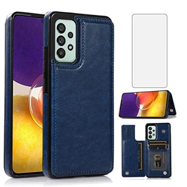 Imagem de Asuwish Compatível com Samsung Galaxy A33 5G 2022 capa carteira de vidro temperado protetor de tela suporte de cartão acessórios capas de telefone para Gaxaly A33 G5 Galaxies 33A SM A336U mulheres