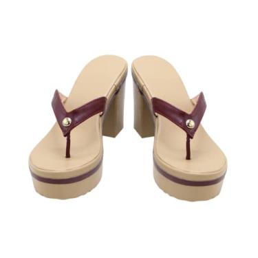 Imagem de Tênis unissex Genshin Impact Raiden Shogun Baal Beelzebul para cosplay Raiden Makoto Halloween feminino salto alto, Vinho tinto, 8