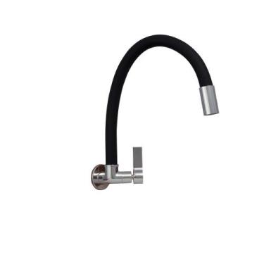 Imagem de Torneira Cozinha Parede Gourmet Colors PRETA Mangueira Silicone 1/4v -