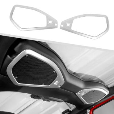 Imagem de Jimen Capa para alto-falante JL/JT, 2 peças de capa de acabamento de alto-falante de teto acessórios internos compatíveis com Jeep Wrangler JL JLU e Jeep Gladiator JT 2024+ (prata)