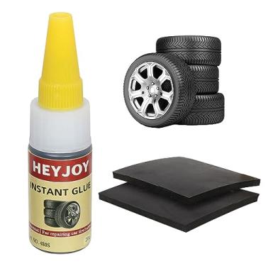 Imagem de Cola preta para pneu com remendo, kit de reparo externo de pneu de parede lateral, reparo de perfuração em qualquer lugar para pneus sem câmara de borracha para ATV UTV veículos off-road carro,