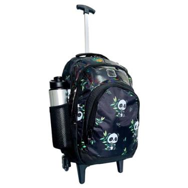 Imagem de Mochila Bolsa Escolar Feminina De rodinhas Panda Premium - Bezzter