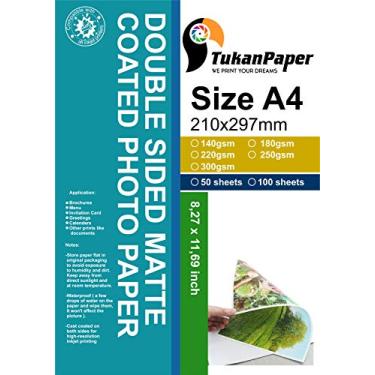 Imagem de Tukan Paper Papel Fotográfico para Impressora Jato de Tinta Dupla Face Fosco 21 x 29,7 cm, Tamanho A4, 100 Folhas, Peso 120 g/m²