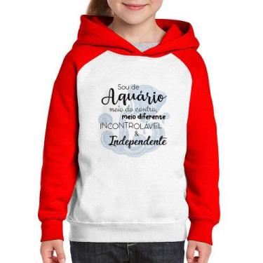 Imagem de Moletom Infantil Sou de Aquário - Foca na Moda, Branco, Vermelho, 14