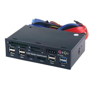 Imagem de Leitor de cartão interno 525E 13.3 cm painel frontal USB 3.0 ESATA PC computador unidade óptica hub media painel leitor de cartão multifunções
