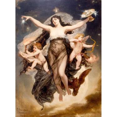 Imagem de A Noite Acompanhada dos Gênios do Estudo e do Amor de Pedro Américo, 30 x 41 cm, Tela Canvas Para Quadro