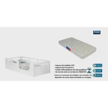 Imagem de Cama Montesoriana Juvenil c/ Colchão Branca 100%mdf