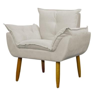 Imagem de Poltrona Decorativa Para Consultório Opala Suede Herrero Bege
