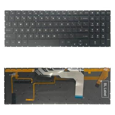Imagem de Teclado de substituição Teclado da versão dos EUA com luz de fundo colorida/tecla de número para HP Omen 15 2020 15-EK 15-en ek1016tx ek1000 ek0018 tpn-q238 tpn-q236