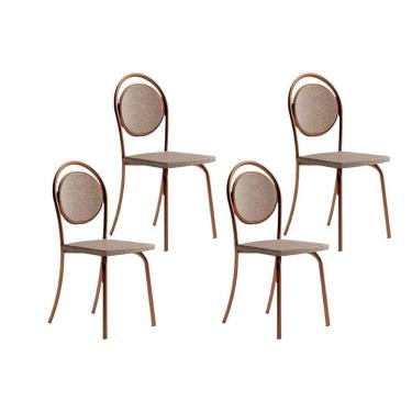 Imagem de Cadeira Sala De Jantar 1738 Kit 4 Uni Rose-linho Areia-courano Caramelo - Carraro