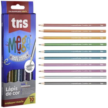 Imagem de Lápis De Cor Mega Soft Color Tons Metálicos 10 Cores - Tris