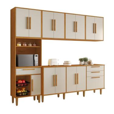Imagem de Cozinha Completa 5 Peças 14 Portas 2 Gavetas Com Fruteira Lorena Nature/off White