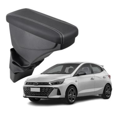 Imagem de Apoio De Braço Hyundai Hb20s Couro Grafite Costura Branca - GPI Automo