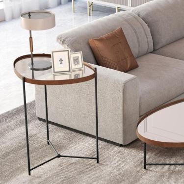 Imagem de Mesa Lateral Porto Principe Castanho Preto