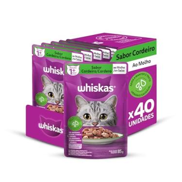 Imagem de Pack Ração Úmida Whiskas Sachê Cordeiro ao Molho para Gatos Adultos 85 g- 40 unidades