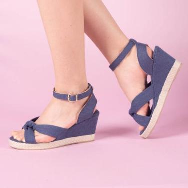 Imagem de Sandália Anabela Aberta - Tulip Shoes, 38, Jeans escuro