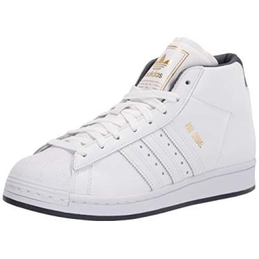 Imagem de adidas Originals Tênis masculino Pro Model, Branco/Ouro metálico, 7.5