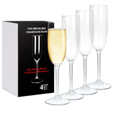 Imagem de AMEITECH Taças de champanhe, conjunto de 4, taças de vinho espumante de haste longa para casamento, restaurante, bar, brinde de vinho, transparente