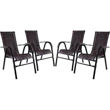 Imagem de Kit Com 4 Cadeiras Bela Fibra Sintética Tabaco - PANERO MÓVEIS