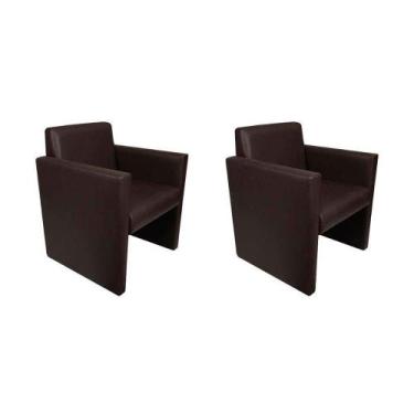 Imagem de Kit 2 Poltronas Nina Slim Em Tecido Sintético - Marrom Café - Cor: Mar