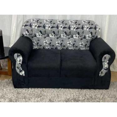 Imagem de Sofás 2 Lugares Encanto Beleza e Praticidade - Alpoim, Preto C/Floral