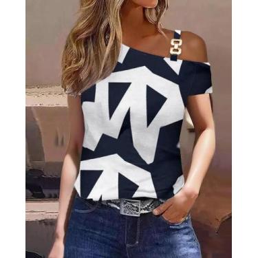 Imagem de Blusa Feminina Elegante com Decote V e Babados - Manga Curta - Casual 