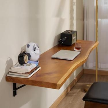 Imagem de Mesa de trabalho sólida, mesa dobrável montada na parede, mesa de parede dobrável, mesa de parede dobrável para espaço pequeno, mesa flutuante, mesa de parede dobrável (tamanho: 180 x 45 cm/C 27 x L