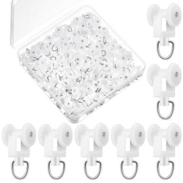 Imagem de Barydat 200 peças de ganchos de rolo de trilho de cortina para trilhos de plástico para trilhos de teto para cortinas de teto e divisórias de quarto