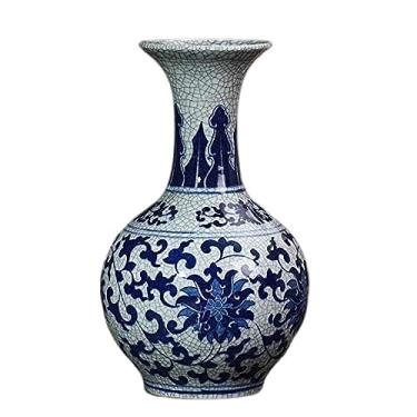 Imagem de AKALNNB Vasos de porcelana azul e branco, vaso criativo, cerâmica, vasos de porcelana azul e branco antigo, rachadura de flor, novas decorações chinesas para sala de estar, vasos de flores para casa