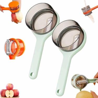 Imagem de Double-Sided Vegetable Peeler with Storage Box, Stainless Steel Blade Peeling Knife, Fruit Peeler with Storage Bucket, Multifunctional Kitchen Tool for Potato, Carrot (Green, 2)