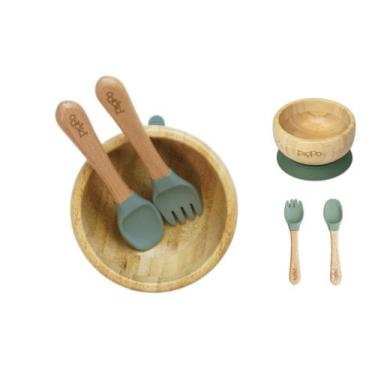 Imagem de Kit Bowl de Bambu + Talheres - PIPPO, Verde Escuro