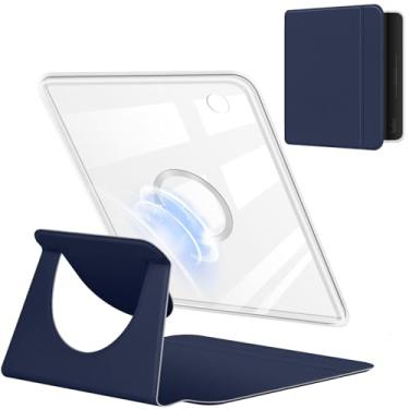 Imagem de YoungMe Capa giratória de 360 graus para 17.8 cm Kobo Libra Color lançado em 2024, design magnético destacável capa protetora ajustável com suporte transparente com hibernar/despertar automático (azul