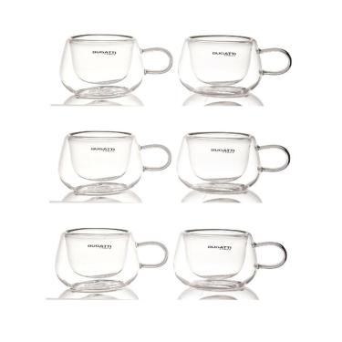 Imagem de Jogo 6 Xícaras Chá Com Alça 200ml Parede Dupla Bugatti