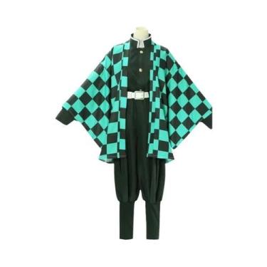 Imagem de Traje de Cosplay Tanjirou Kamado - Uniforme de Quimono para Anime (Hom