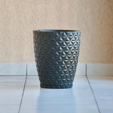Imagem de Vaso Para Plantas Grande Coluna Cone Diamante 42x34 com Prato em Polietileno Jardim Sala (Preto)
