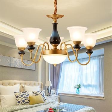Imagem de Lustre de luxo europeu para sala de estar, estilo retrô americano, em cerâmica, para restaurante, quarto, escritório, hotel, villa, café, com luminária pendente de LED (5 lâmpadas).