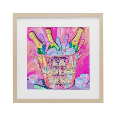 Imagem de Stupell Industries Impressão emoldurada branca champanhe La Dolce Vita sob vidro, design por Jess Stempel, 33 x 33