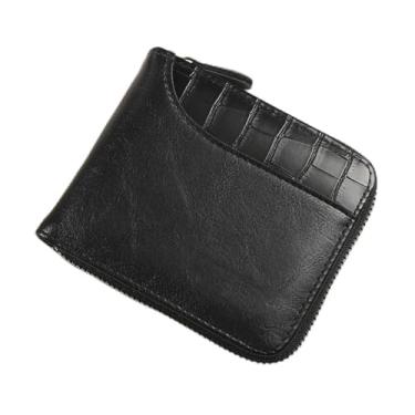 Imagem de Carteira com 10 bolsos para cartão de crédito, carteira curta retrô masculina, bolsa multifuncional de couro PU, suporte de cartão de crédito dobrável, Preto 1, 3.7 x 4.5 x 0.9 inches, Tendência