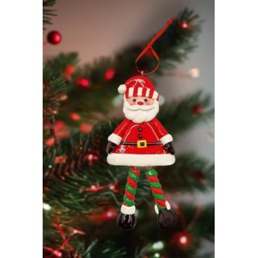 Imagem de Wizardi Enfeite de Natal - Papai Noel de gengibre brilhante com pernas penduradas. Decoração festiva F07-N2-9-SAA202A