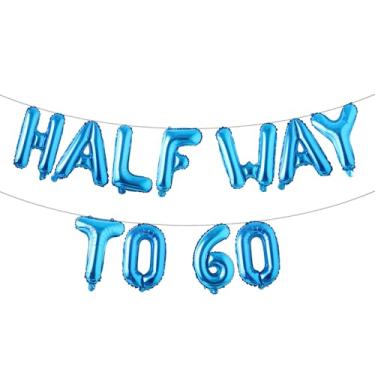 Imagem de Faixa de balão multicolorida Halfway To 60 - Banner de feliz aniversário de 30 anos - Decorações e suprimentos para festa de 30º aniversário - Decorações de aniversário de 30 anos de casamento