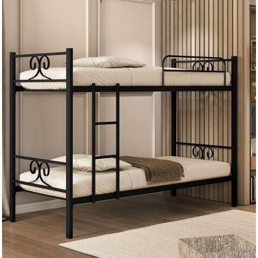 Imagem de Beliche Tubolar Em Aço Domus Reforçada Para Pousadas, Alojamentos Preto